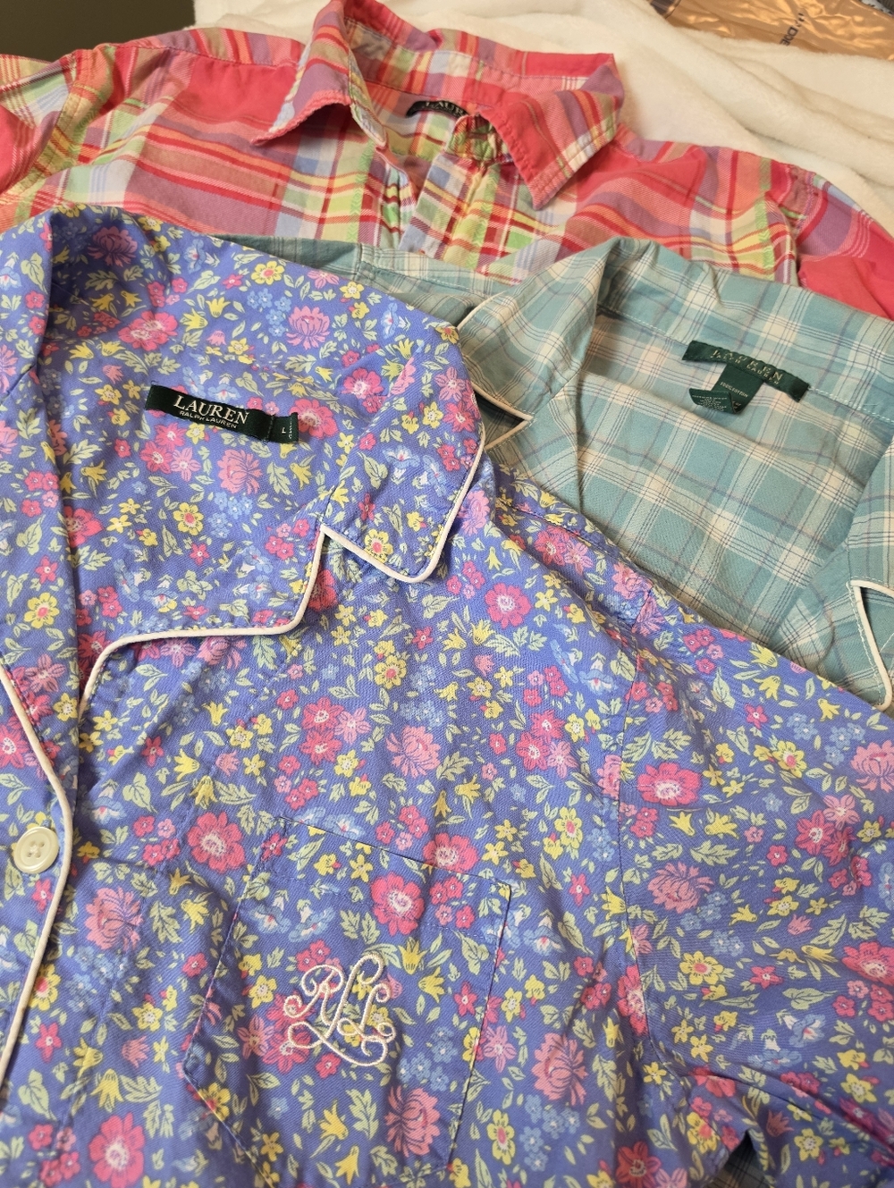 Set Of 3 Lauren Ralph Lauren Button Up Nightgowns